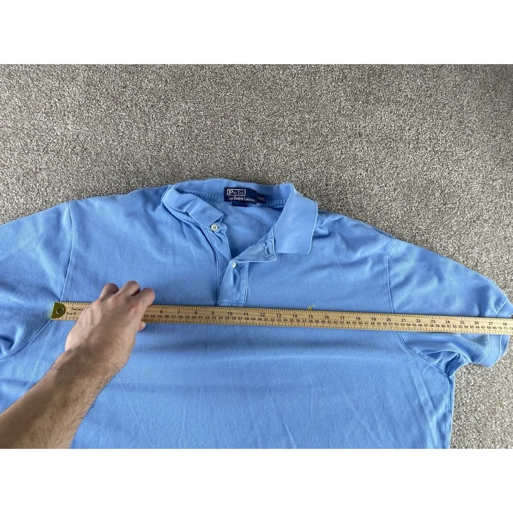 Polo Ralph Lauren Solid Light Blue Polo Shirt Mens XXL Cotton Yellow Pony Preppy